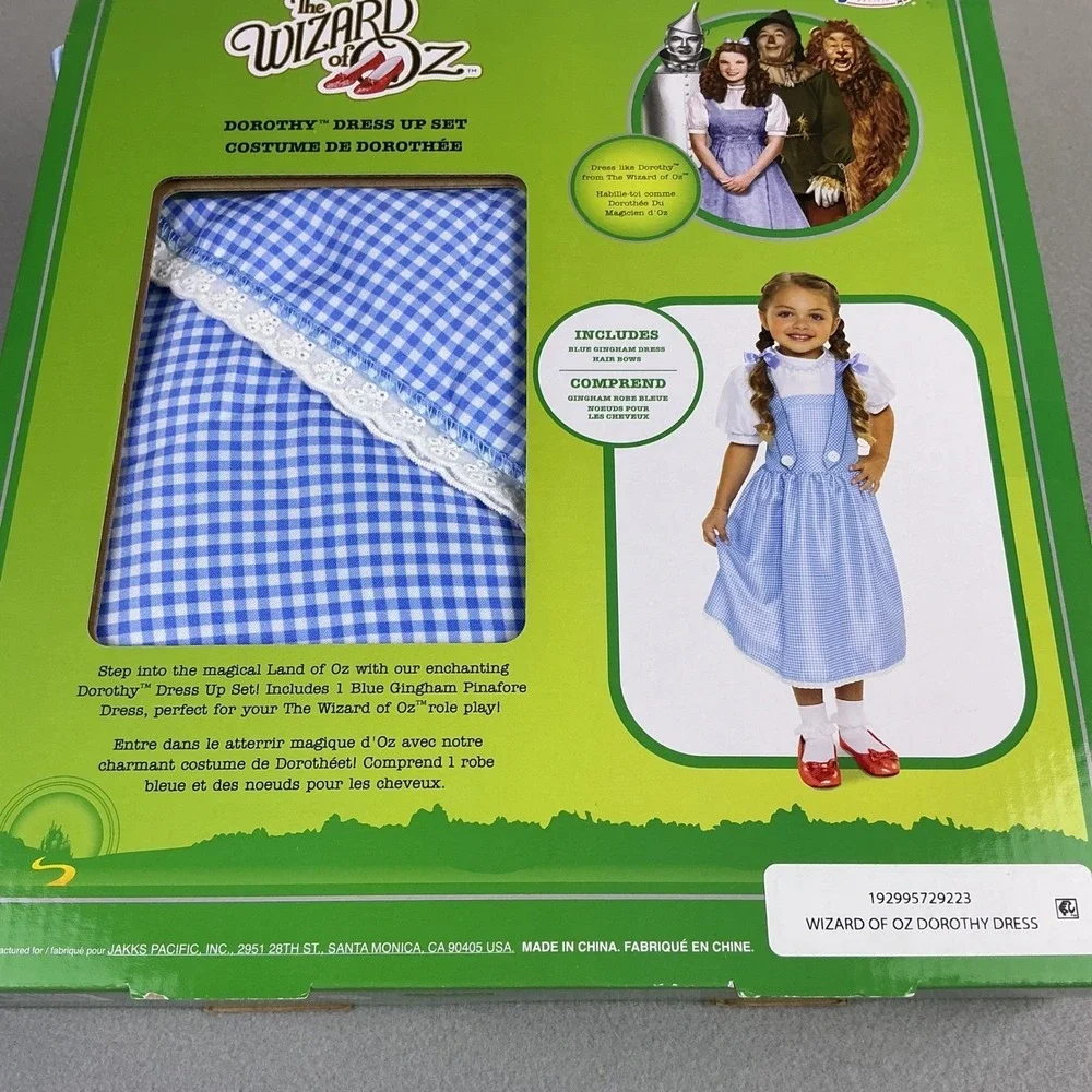 Jakks‎ Pacific The Wizard of Oz Dorothy Dress Up Set Blue Gingham Fits 4-6x NEW